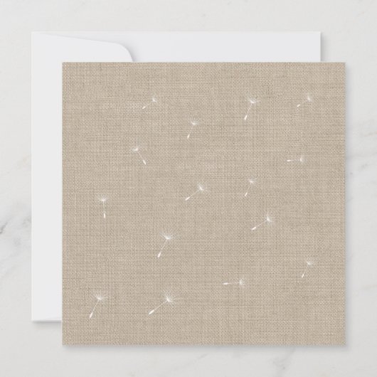 Dandelion Burlap Blank Invitation Kaart (Achterkant)