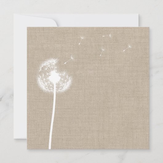Dandelion Burlap Blank Invitation Kaart (Voorkant)