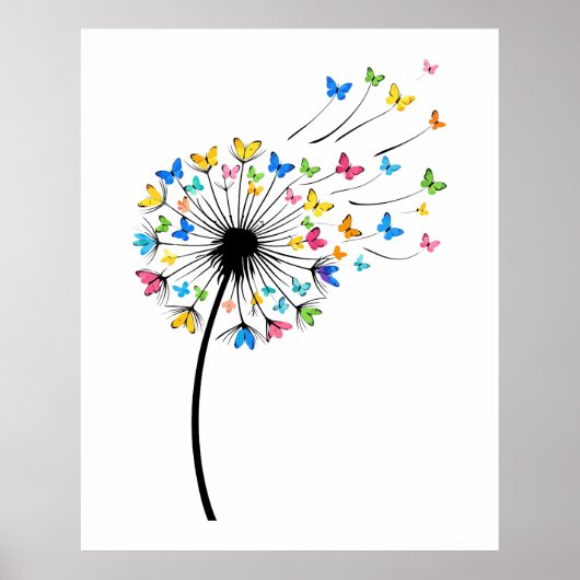 Dandelion butterfly flow poster (Voorkant)
