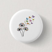 Dandelion butterfly flow ronde button 3,2 cm (Voorkant)
