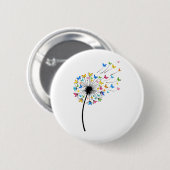 Dandelion butterfly flow ronde button 5,7 cm (Voorkant /achterkant)