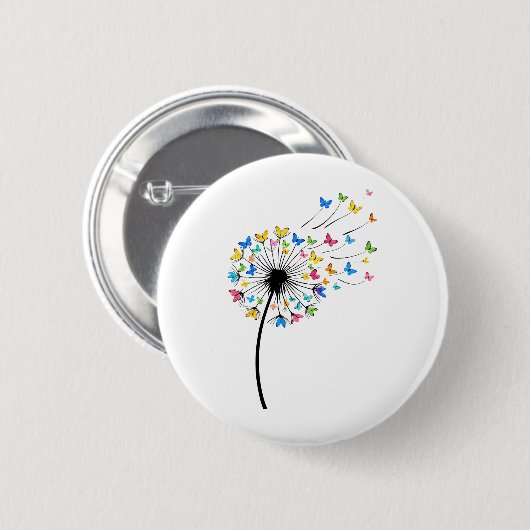 Dandelion butterfly flow ronde button 5,7 cm (Voorkant /achterkant)