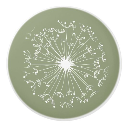 Dandelion Ceramic Knob. Keramische Knop (Voorkant)