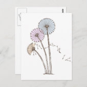 Dandelion Clocks die wegblazen in de bries Briefkaart (Voorkant / Achterkant)