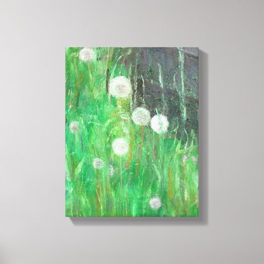 Dandelion Clocks in Grass 2008 oil op canvas Afdruk (Voorkant)