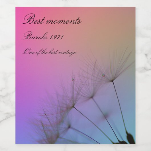 Dandelion Clocks Wijn Etiket (Enkel label)