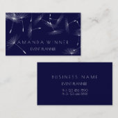 Dandelion Confetti Blue Navy White Event Visitekaartje (Voorkant / Achterkant)