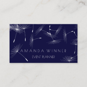 Dandelion Confetti Blue Navy White Event Visitekaartje