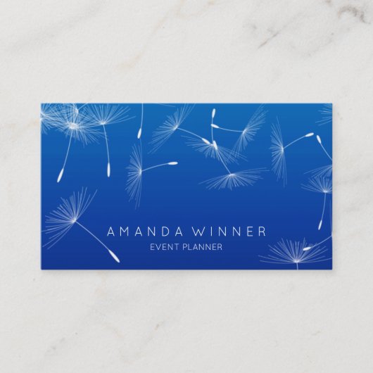 Dandelion Confetti Cobalt Blue Glam Ombre Event Visitekaartje (Voorkant)