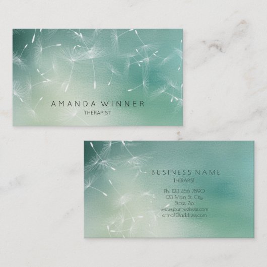 Dandelion Confetti Mint Blauwgroen Ombre Therapist Visitekaartje (Voorkant / Achterkant)