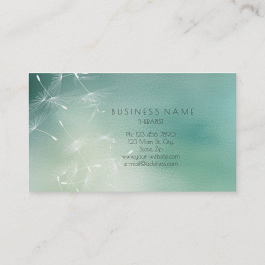 Dandelion Confetti Mint Blauwgroen Ombre Therapist Visitekaartje (Achterkant)