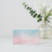 Dandelion Confetti Pink Blue Pantone Ombre Visitekaartje (Staand voorkant)