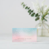 Dandelion Confetti Pink Blue Pantone Ombre Visitekaartje (Staand voorkant)