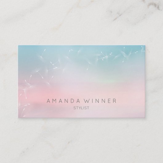 Dandelion Confetti Pink Blue Pantone Ombre Visitekaartje (Voorkant)