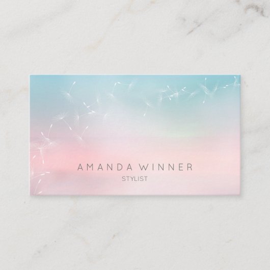 Dandelion Confetti Pink Blue Pantone Ombre Visitekaartje (Voorkant)