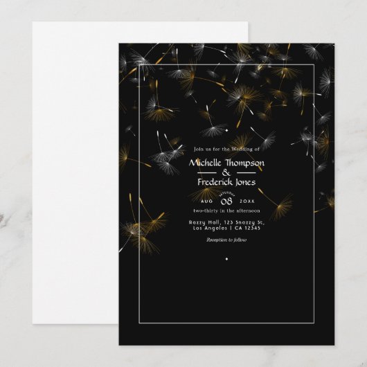 Dandelion Confetti Wedding Kaart (Voorkant / Achterkant)