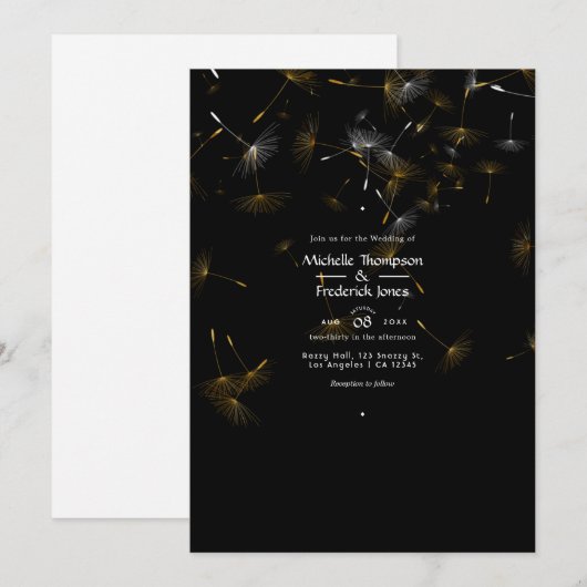 Dandelion Confetti Wedding Kaart (Voorkant / Achterkant)