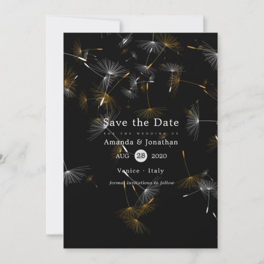 Dandelion Confetti Wedding Save The Date (Voorkant)