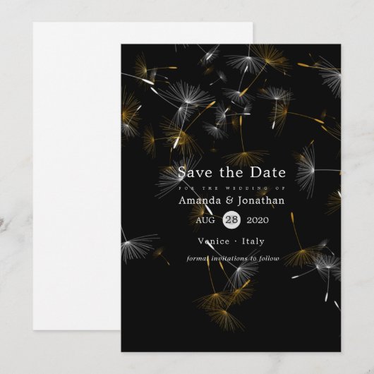 Dandelion Confetti Wedding Save The Date (Voorkant / Achterkant)