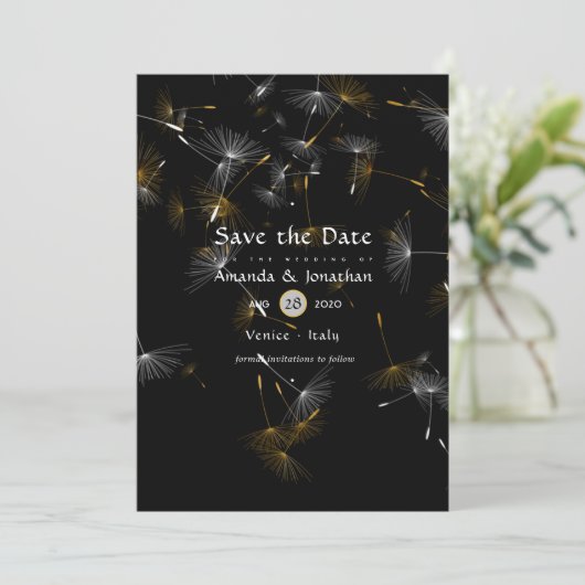 Dandelion Confetti Wedding Save The Date (Staand voorkant)