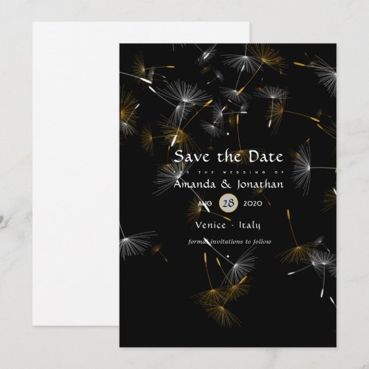 Dandelion Confetti Wedding Save The Date (Voorkant / Achterkant)