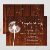 Dandelion Couple's Shower Invitation - hout Kaart (Voorkant / Achterkant)
