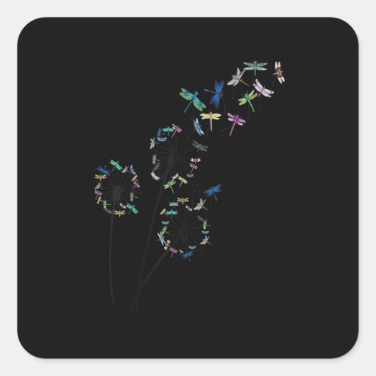 Dandelion Draairy Flower Floral Draairy Tree Vierkante Sticker (Voorkant)