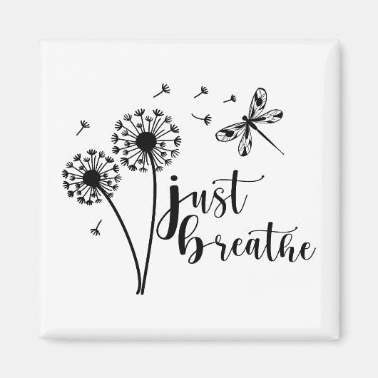 Dandelion Dragonfly enkel Breathe Magneet (Voorkant)