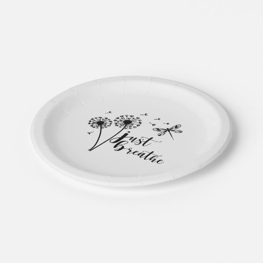 Dandelion Dragonfly enkel Breathe Papieren Bordje (Gekanteld)