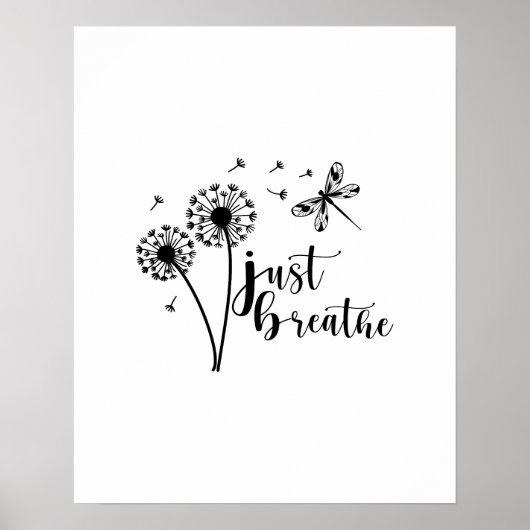 Dandelion Dragonfly enkel Breathe Poster (Voorkant)