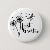 Dandelion Dragonfly enkel Breathe Ronde Button 5,7 Cm (Voorkant)