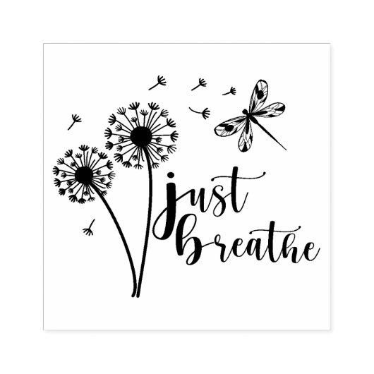 Dandelion Dragonfly enkel Breathe Rubberstempel (Afrduk)