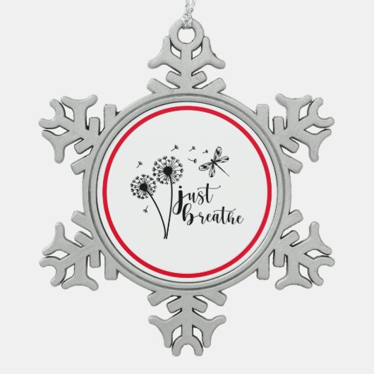 Dandelion Dragonfly enkel Breathe Tin Sneeuwvlok Ornament (Voorkant)