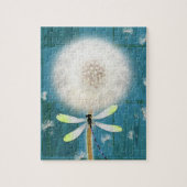 Dandelion dragonfly rustig blauw schuurhout legpuzzel (Verticaal)