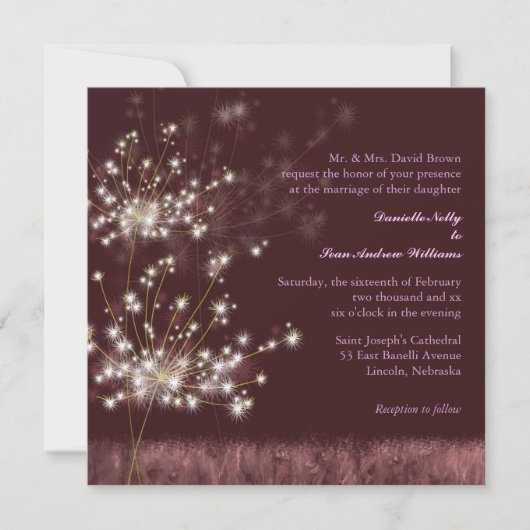 Dandelion Dreams Elegant Country Wedding Kaart (Voorkant)