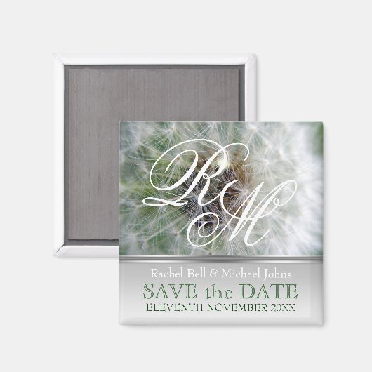 Dandelion Dreams Monogram SavetheDate Magnet (Voorkant / Achterkant)