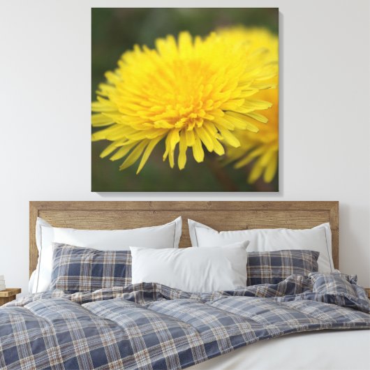 Dandelion droom.  gele wilde bloem canvas afdruk (Insitu (Slaapkamer))