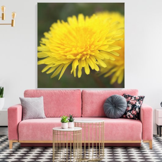Dandelion droom.  gele wilde bloem canvas afdruk (Insitu (Woonkamer))