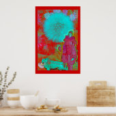dandelion elf met leeuw poster (Keuken)