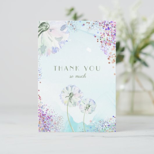 Dandelion en Glitter Dank u Kaarten (Staand voorkant)