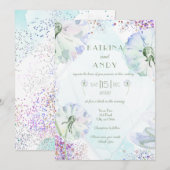 Dandelion en Glitter Wedding Invitation Kaart (Voorkant / Achterkant)