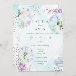 Dandelion en Glitter Wedding Invitation Kaart