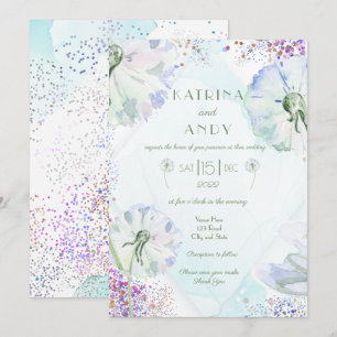 Dandelion en Glitter Wedding Invitation Kaart