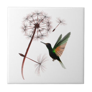 Dandelion en Hummingbird Tile Tegeltje