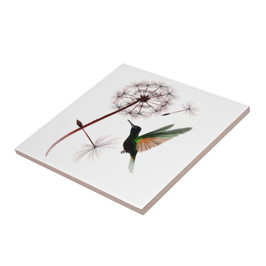 Dandelion en Hummingbird Tile Tegeltje (Zijkant)