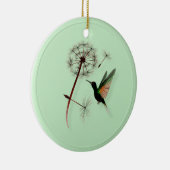 Dandelion en Little Green Hummingbird Ornaments Keramisch Ornament (Rechts)