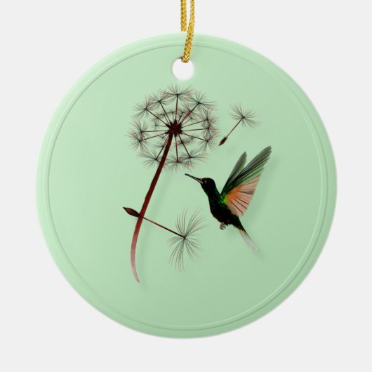 Dandelion en Little Green Hummingbird Ornaments Keramisch Ornament (Voorkant)