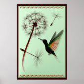 Dandelion en Little Green Hummingbird Poster (Voorkant)