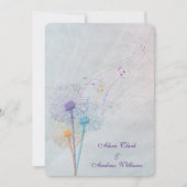 dandelion en muzikale noten op trouwtulle kaart (Voorkant)