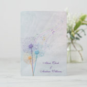 dandelion en muzikale noten op trouwtulle kaart (Staand voorkant)